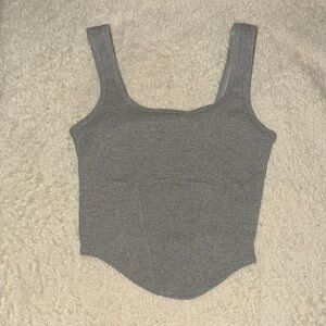 PINK Victoria's Secret Gray Ribbed Crop Top